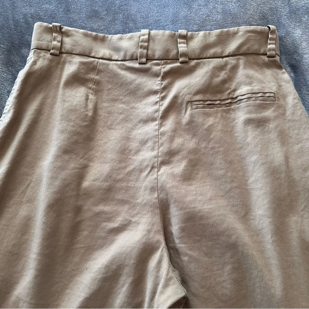 Babaton Linen Blend Straight Leg Tan Pants Size 10